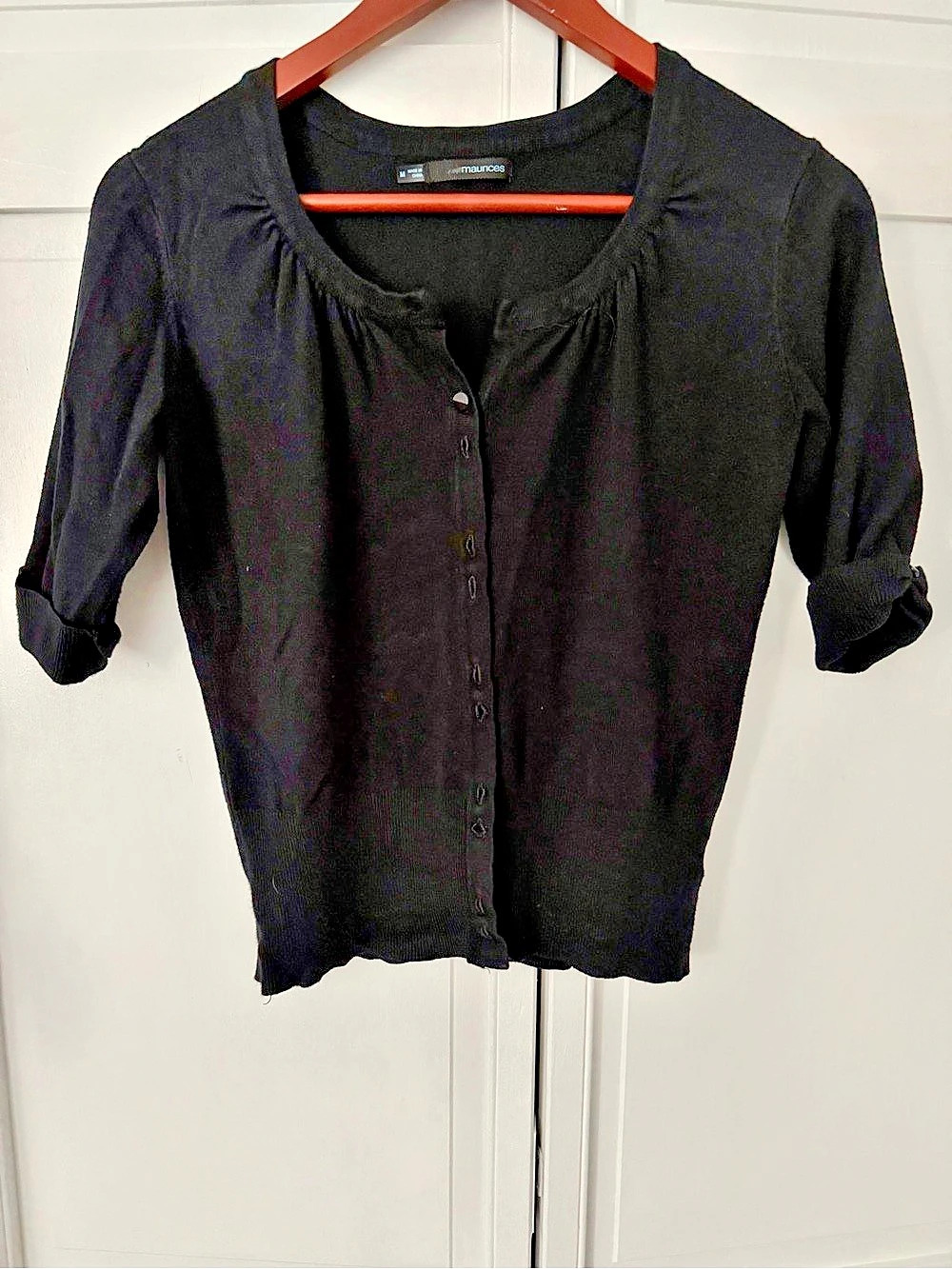 maurices Black Short Sleeved Cardigan